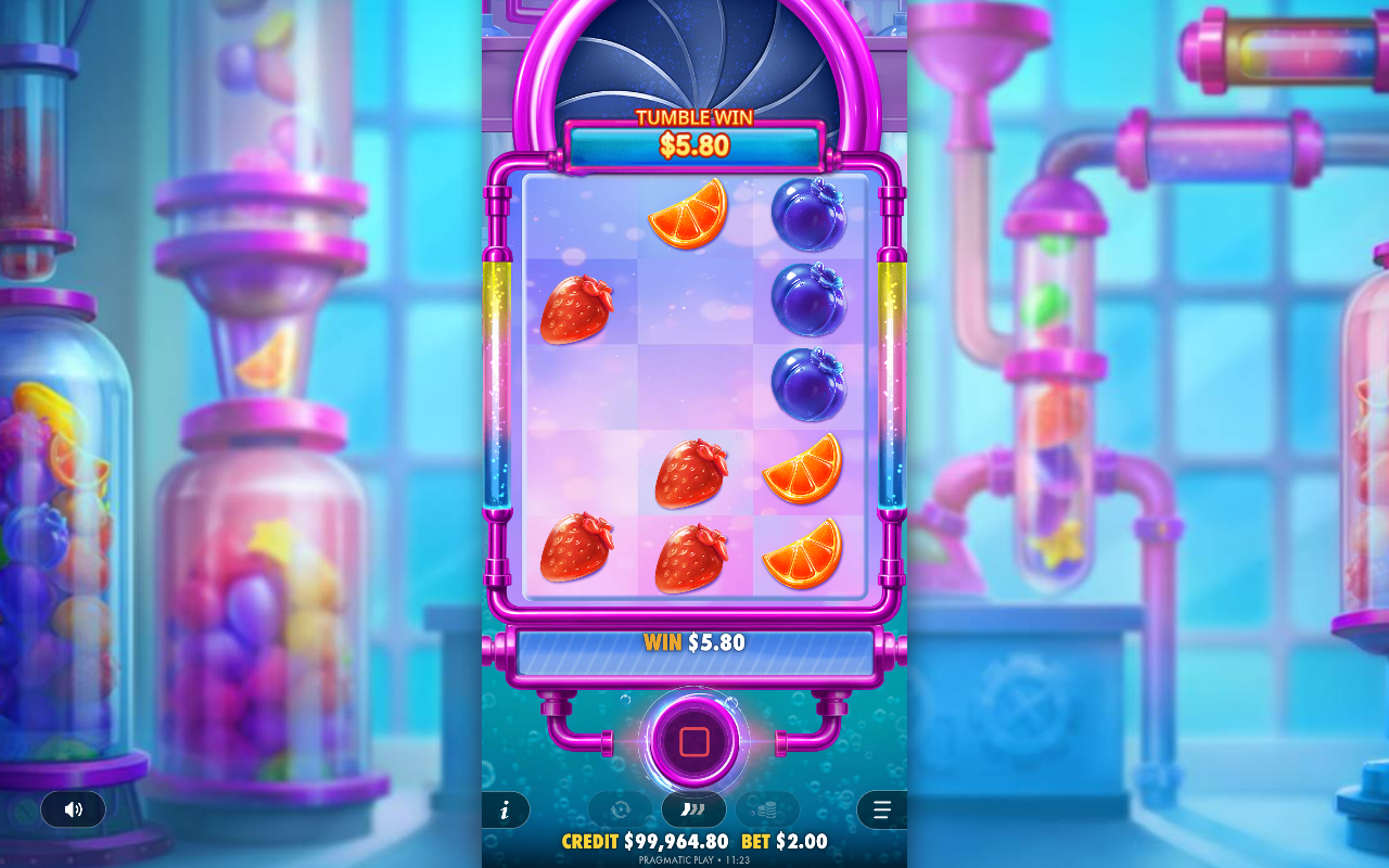 Sweet Burst gameplay showing the scatter rocket symbol