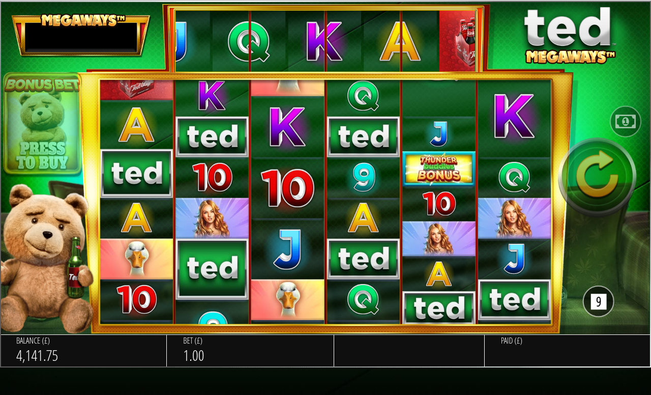 Ted Megaways gameplay with THUNDER BONUS scatter