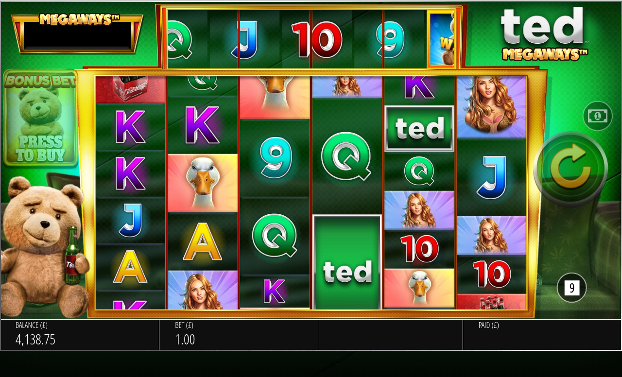 Ted Megaways gameplay showing wild symbol