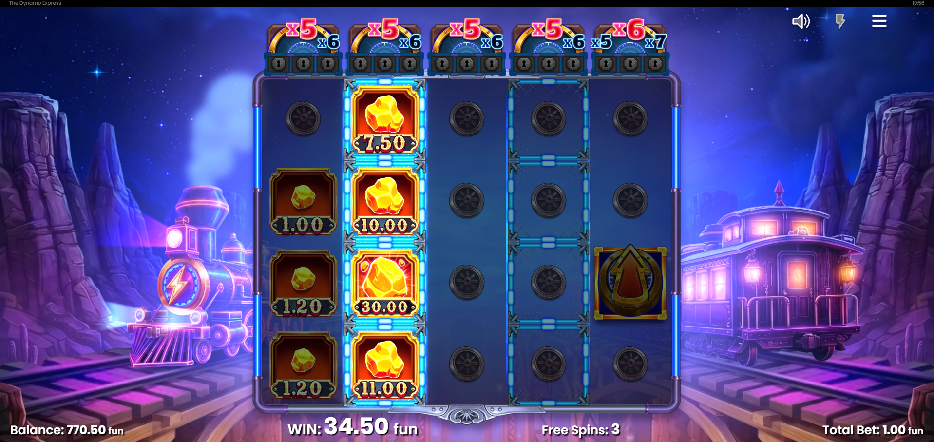 The Dynamo Express Free Spins play
