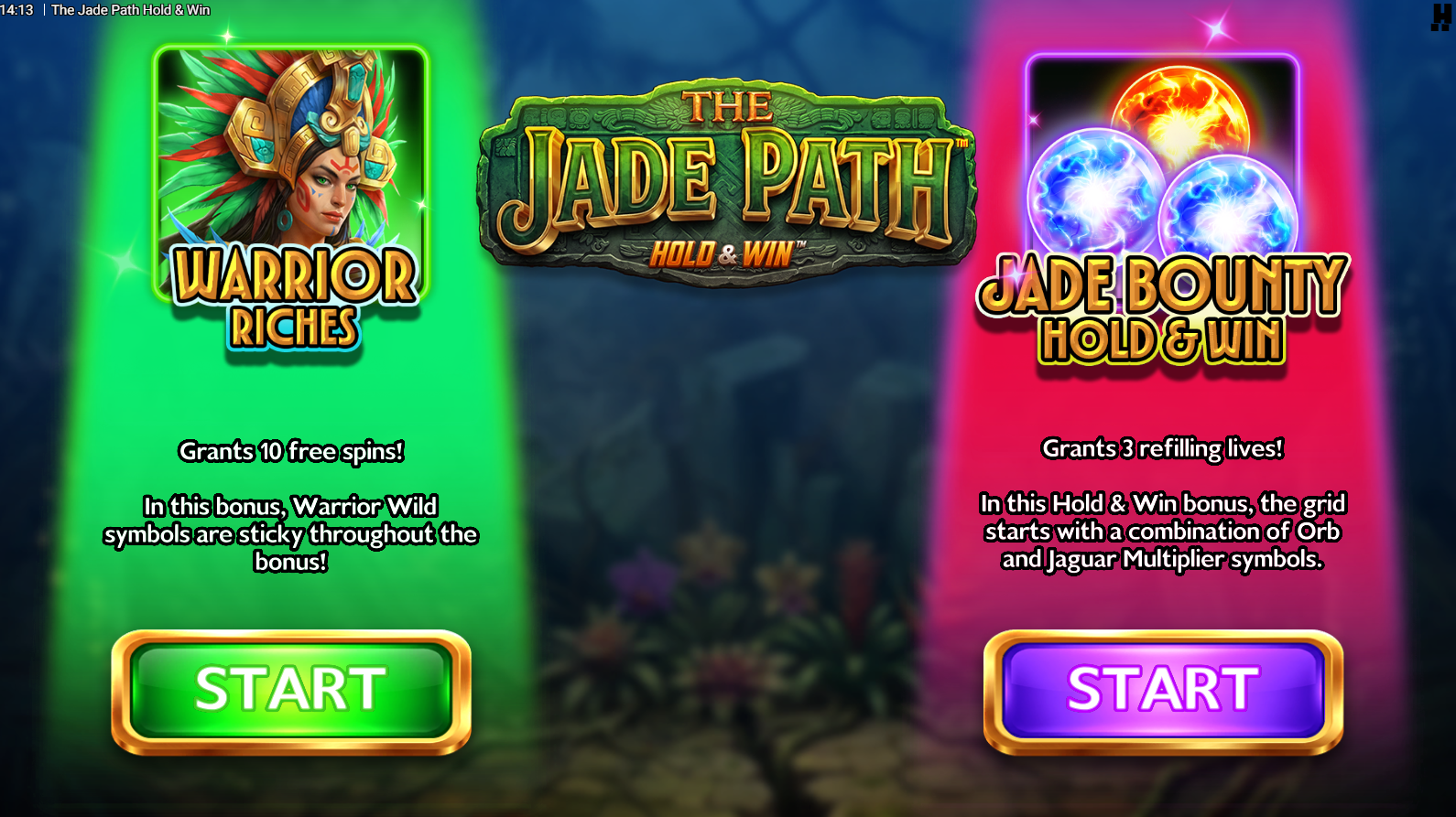 The Jade Path Hold & Win Bonus Choice pick screen