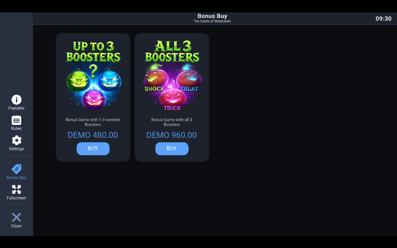 Menu for purchasing the bonus round outright