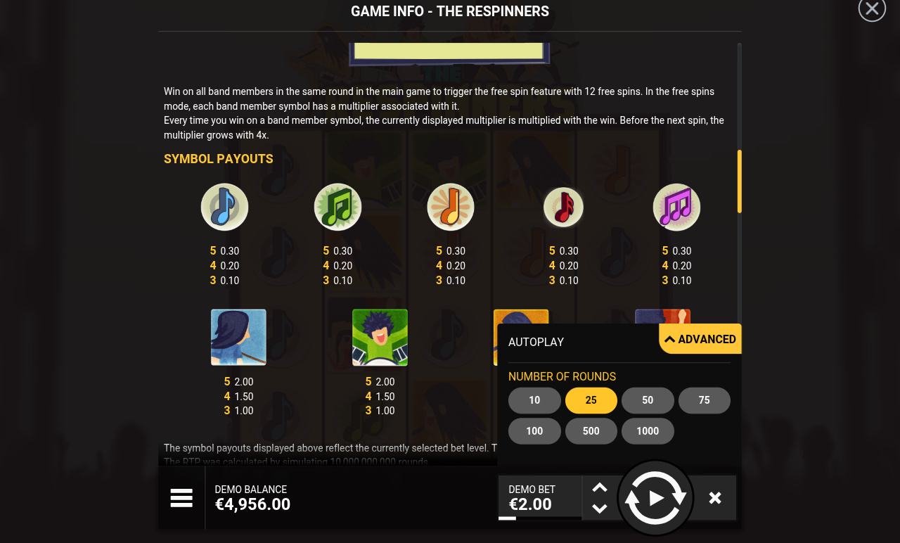 The Respinners free spins rules