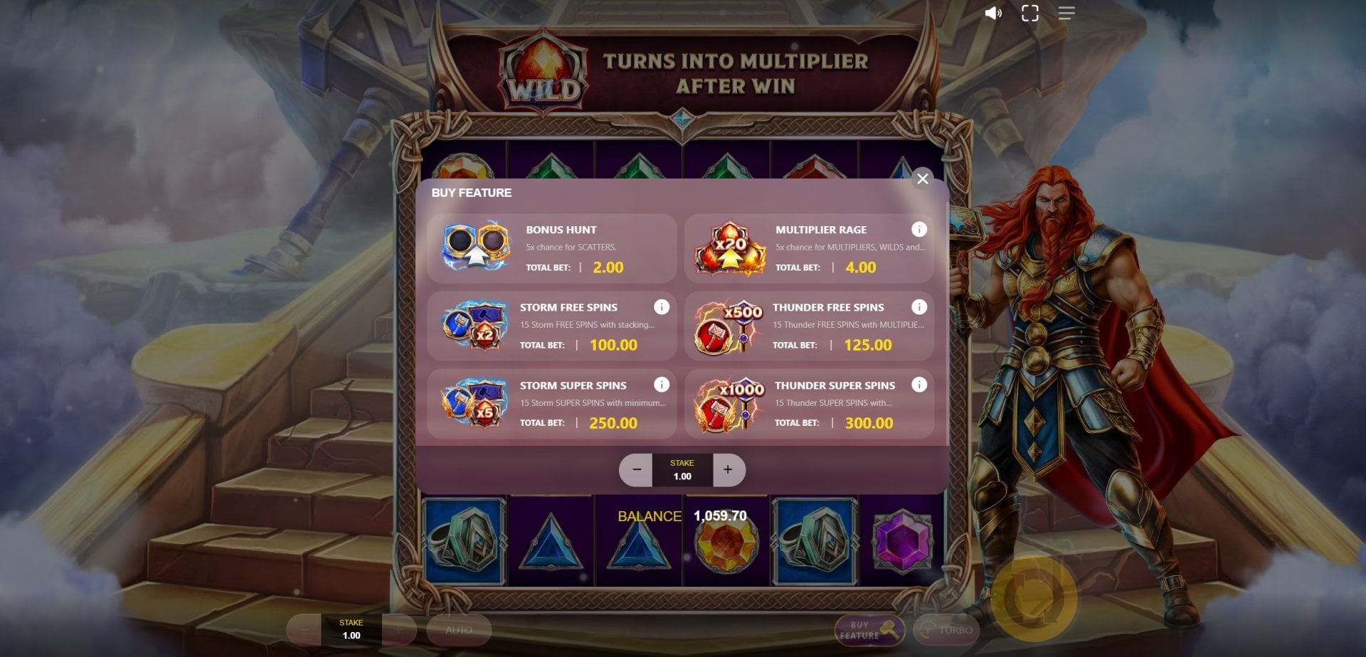 Thor's Rage 2 Thor's Rage Bonus Buy Options