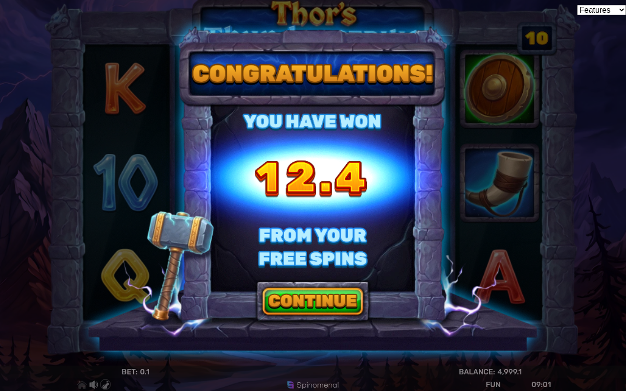 Thor's Thunder Strike bonus round