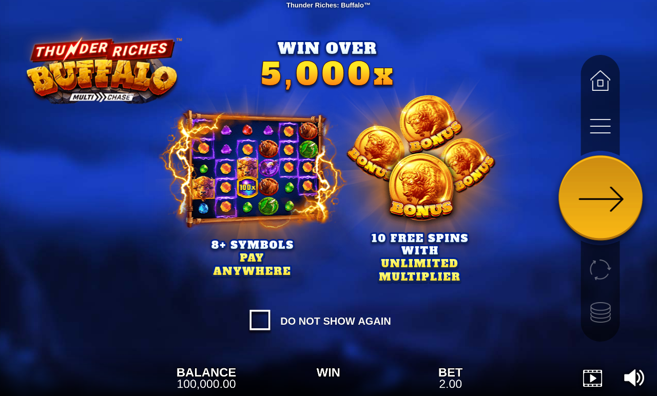 Thunder Riches: Buffalo information screen