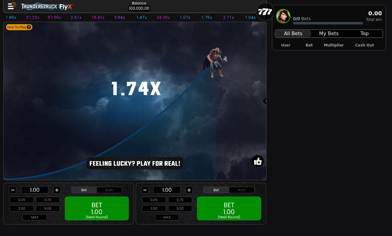 Thunderstruck FlyX gameplay