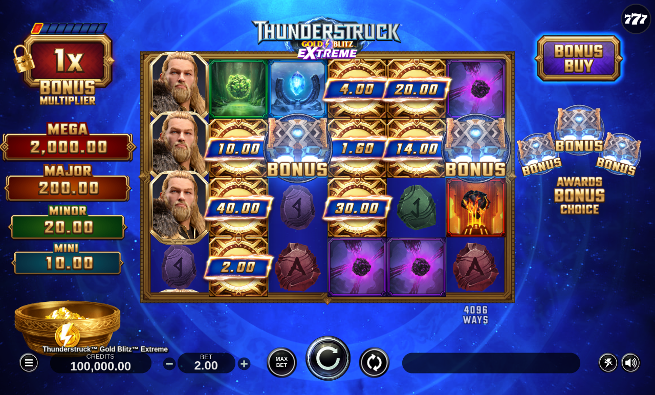 Thunderstruck Gold Blitz Extreme base game