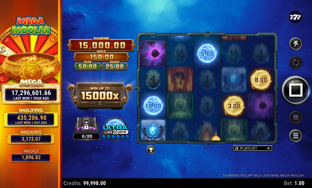 Thunderstruck Wild Lightning Mega Moolah gameplay