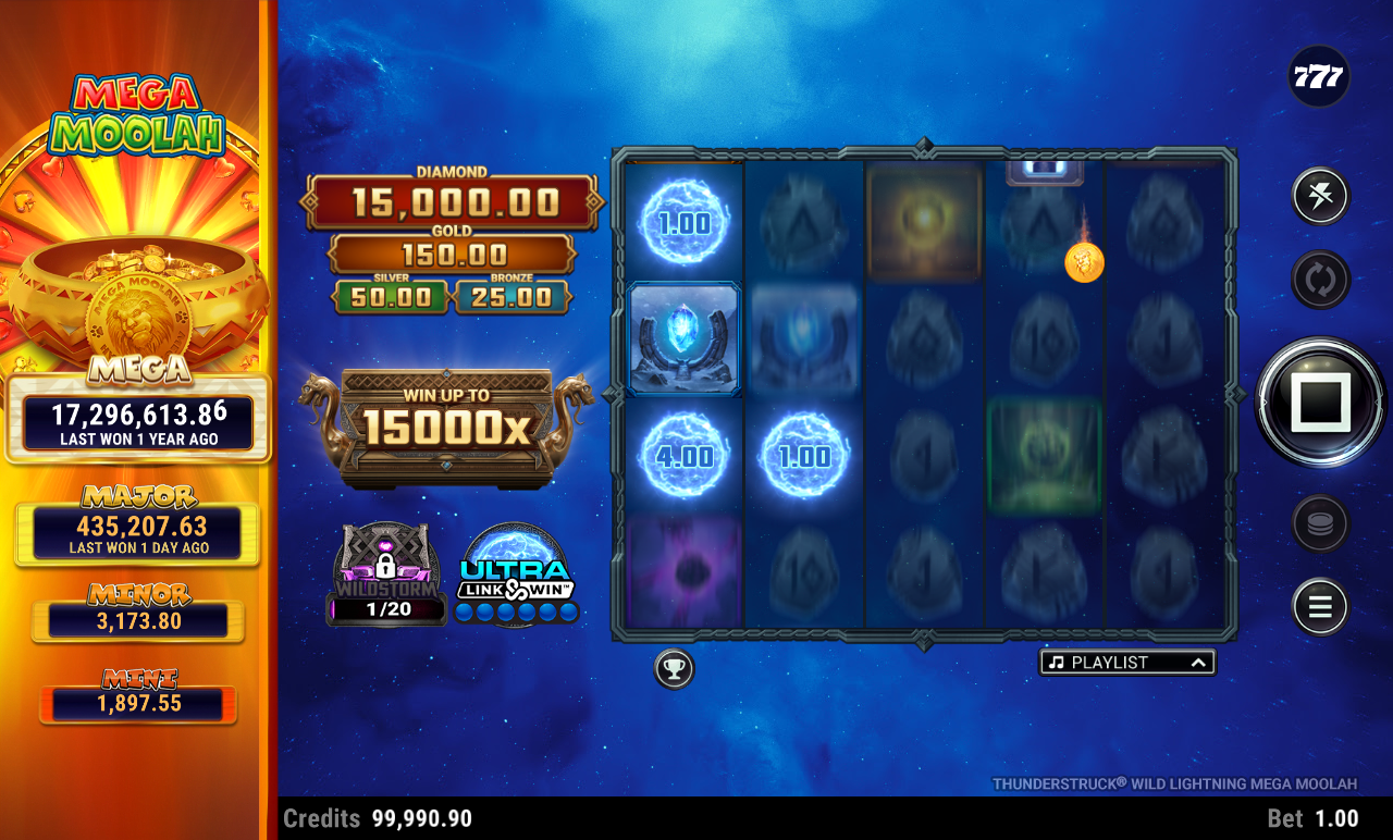 Thunderstruck Wild Lightning Mega Moolah gameplay
