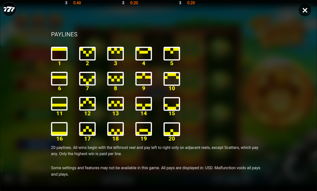 Tippy's Gold game rules screen