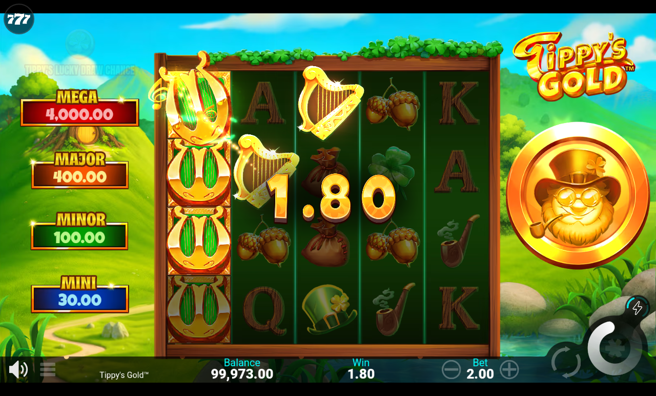 Tippy's Gold Cash Flip feature in play