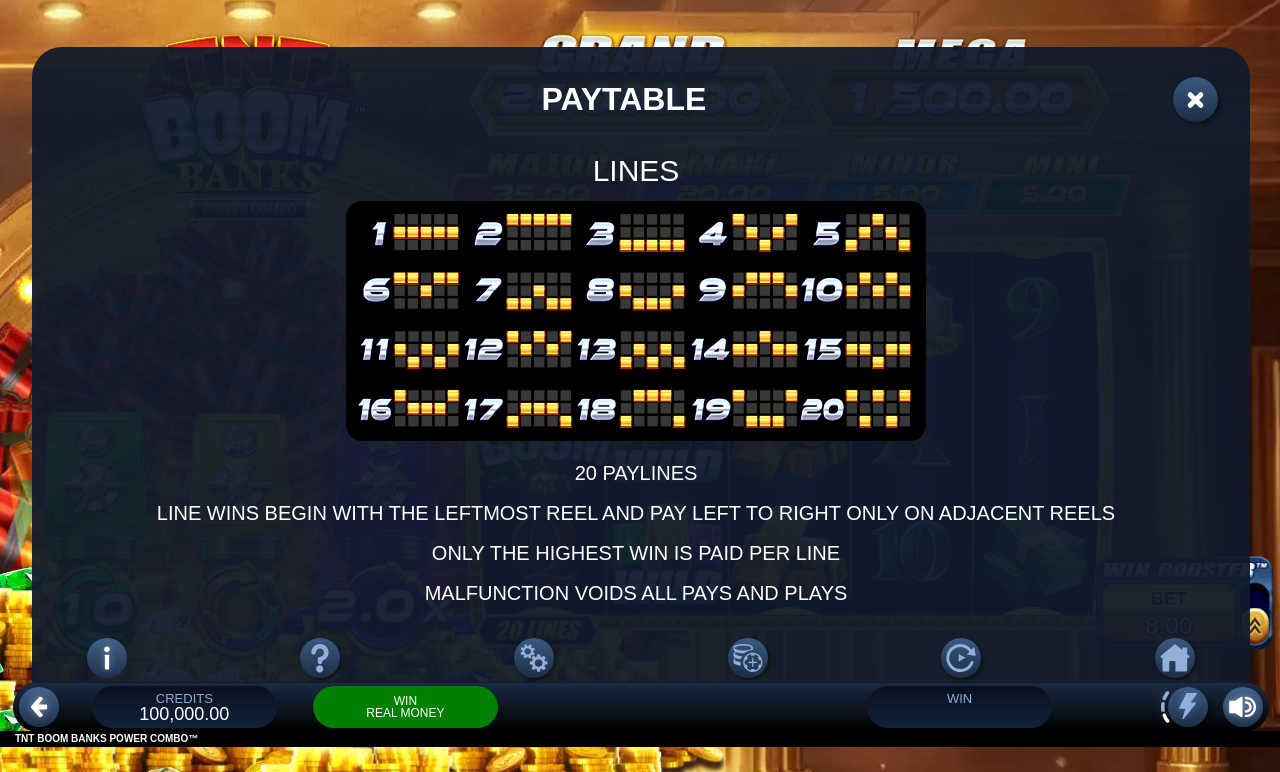 TNT Boom Banks Power Combo information screen