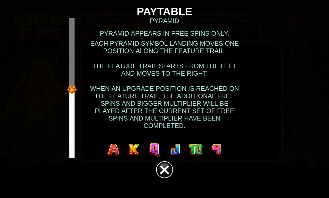 Tons of Suns free spins rules