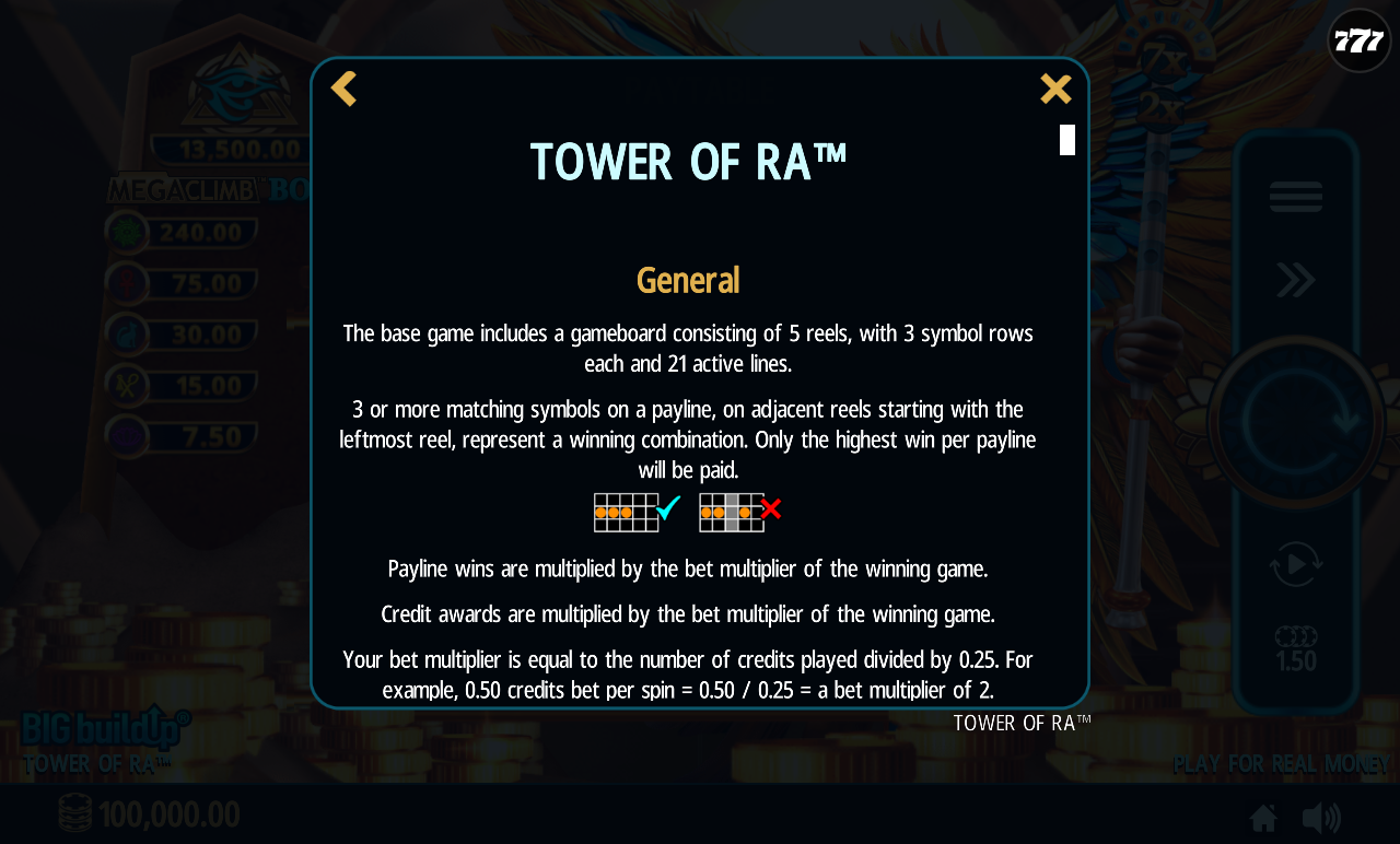 Tower of Ra information screen
