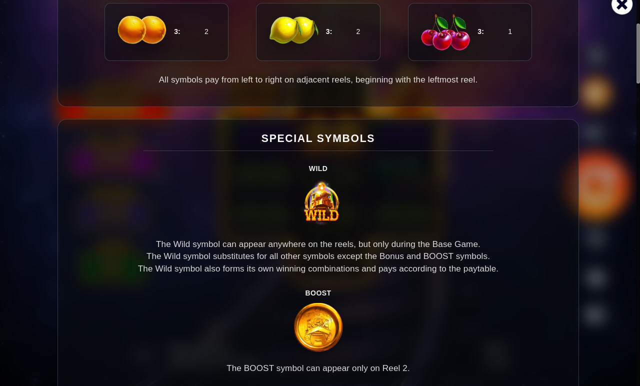 Train of Fortune information screen showing symbols and winning ways