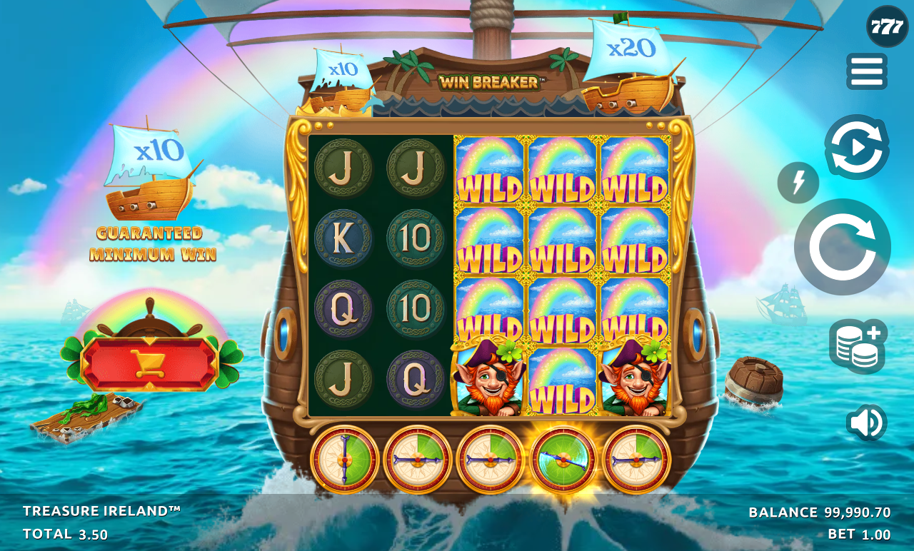 Treasure Ireland guaranteed minimum win with sticky wilds