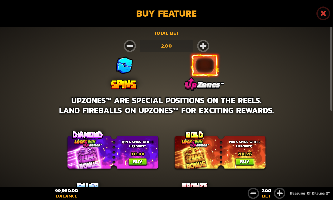 Treasures of Kilauea 2 bonus buy menu