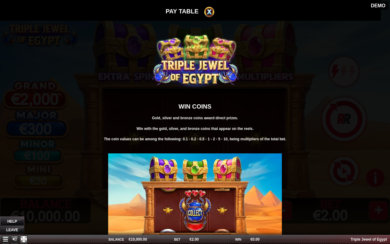 Triple Jewel Of Egypt information screen
