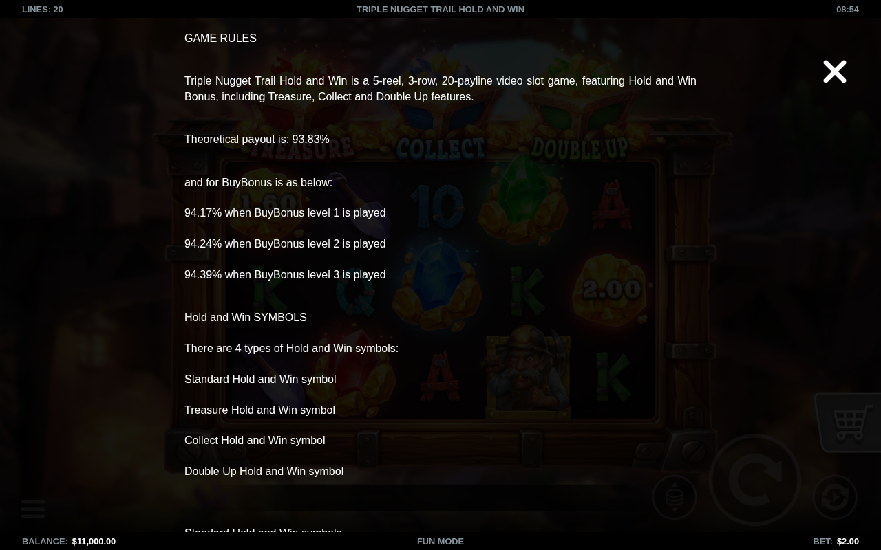 Triple Nugget Trail information screen