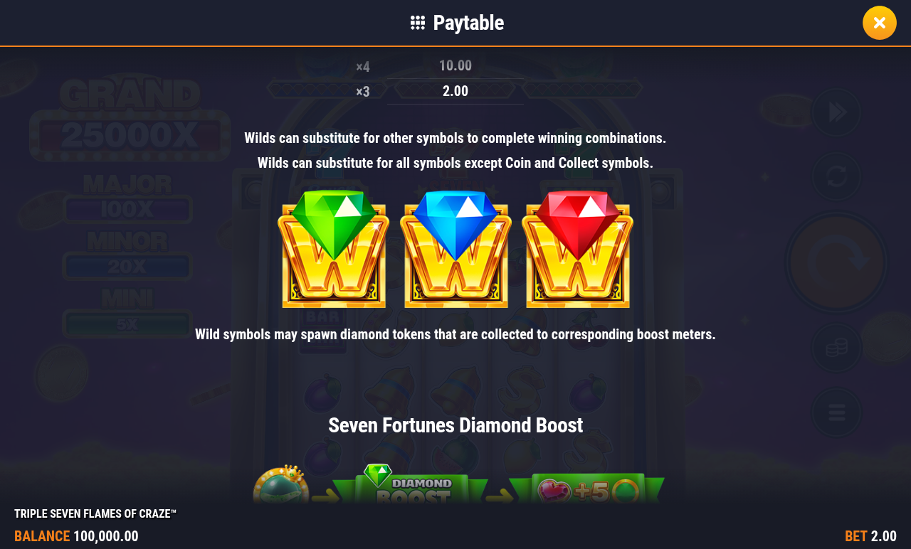 Triple Seven Flames of Craze information screen