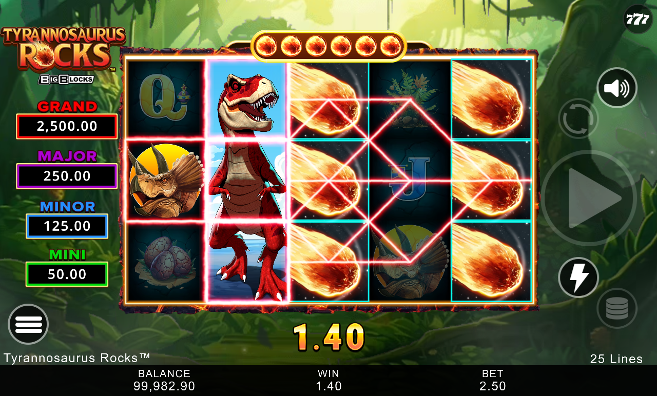 Tyrannosaurus Rocks free spins gameplay