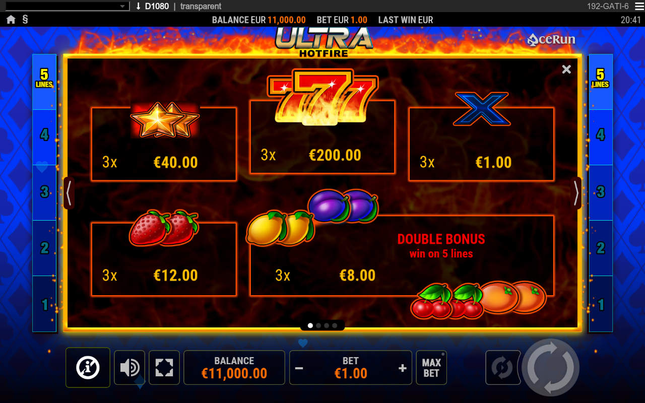 Ultra HOTFIRE information screen