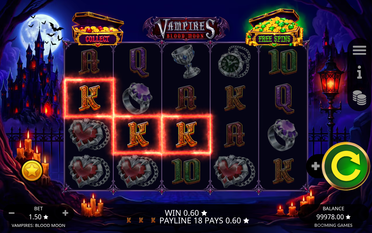 Vampires: Blood Moon gameplay showing Blood Moon orbs with multipliers