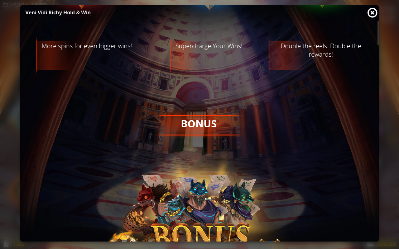 Veni Vidi Richy: Hold & Win information screen