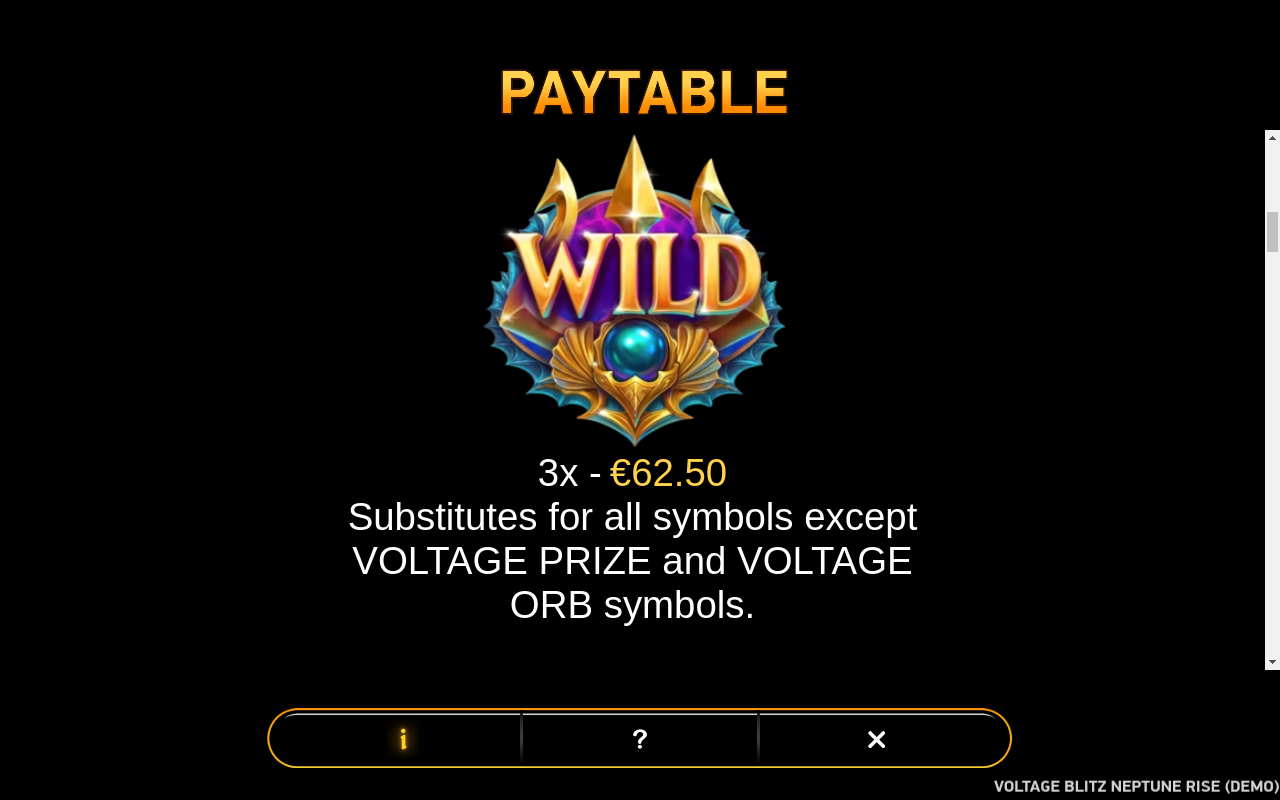 Voltage Blitz Neptune Rise wild symbol rules