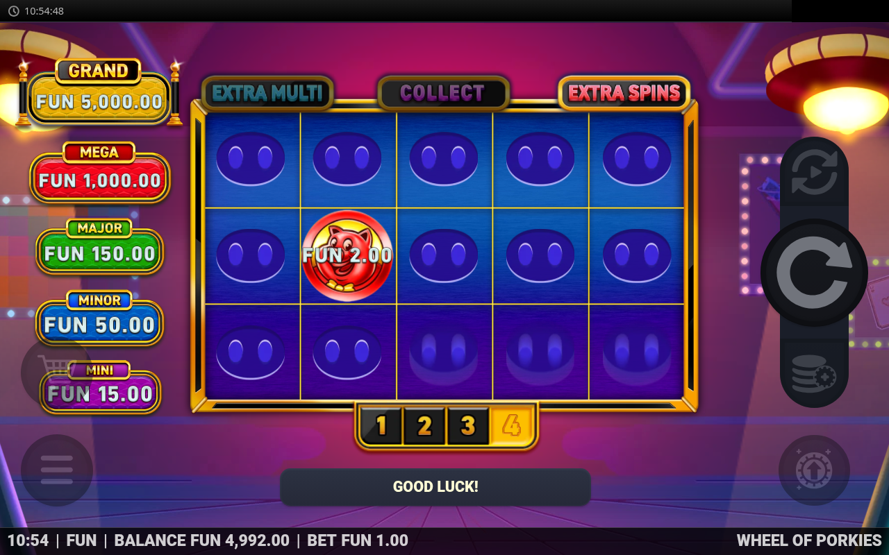 Wheel of Porkies Hold and Win grid with pig coin