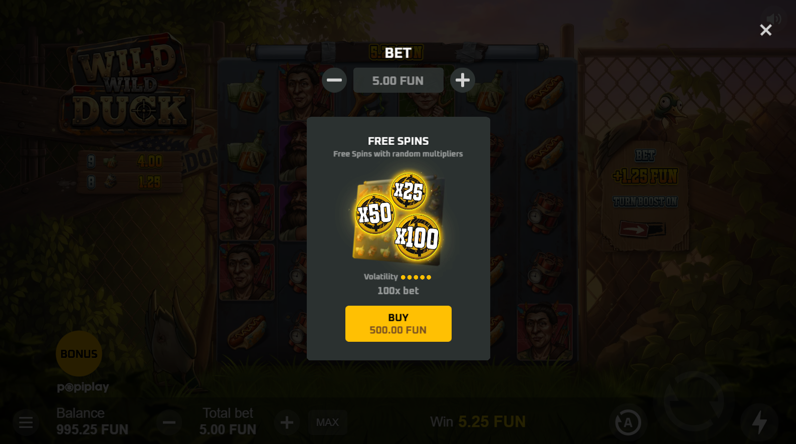 Wild Wild Duck bonus buy option