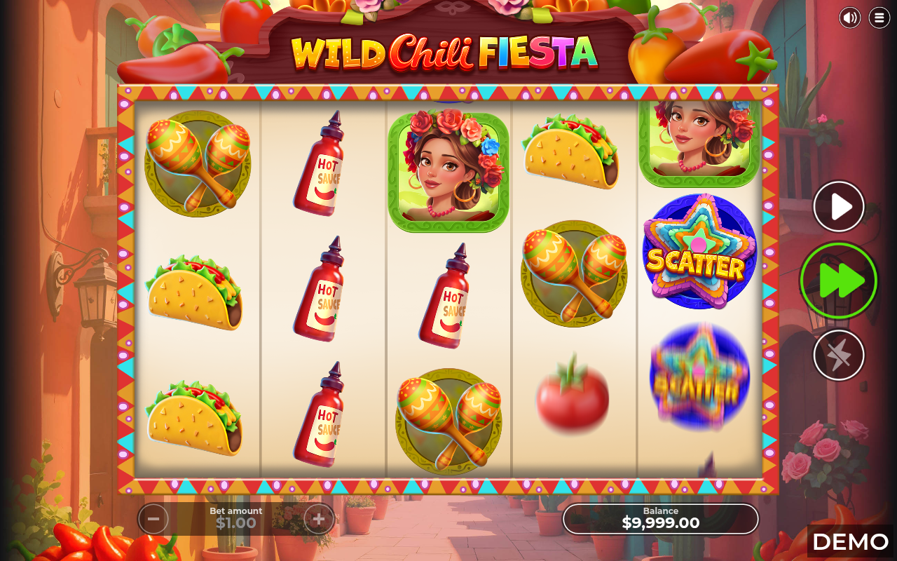 Wild Chili Fiesta gameplay with scatters
