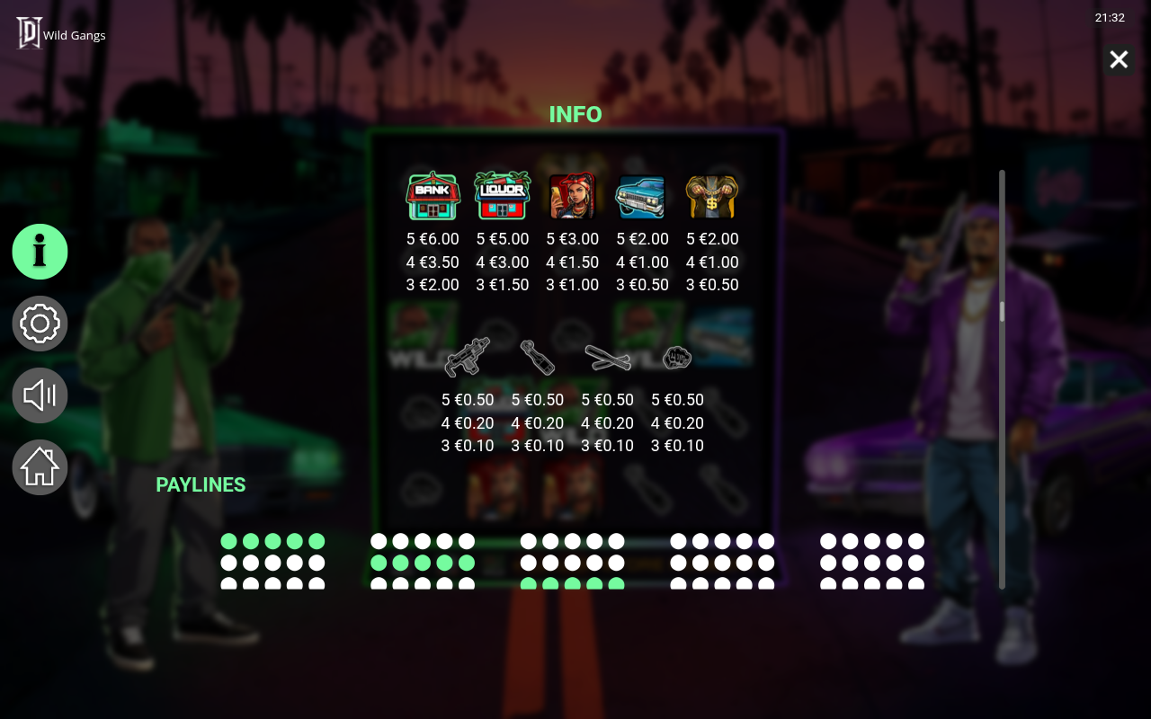 Wild Gangs information screen