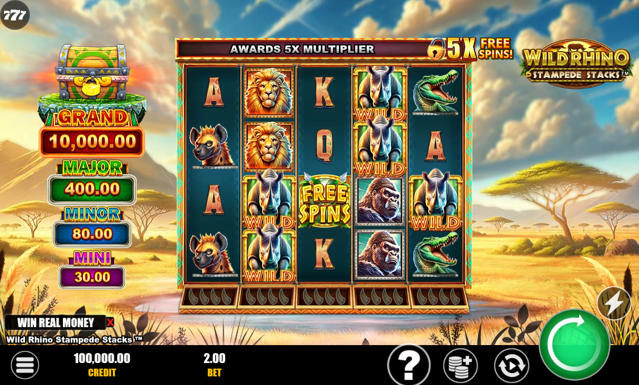 Wild Rhino Stampede Stacks base game