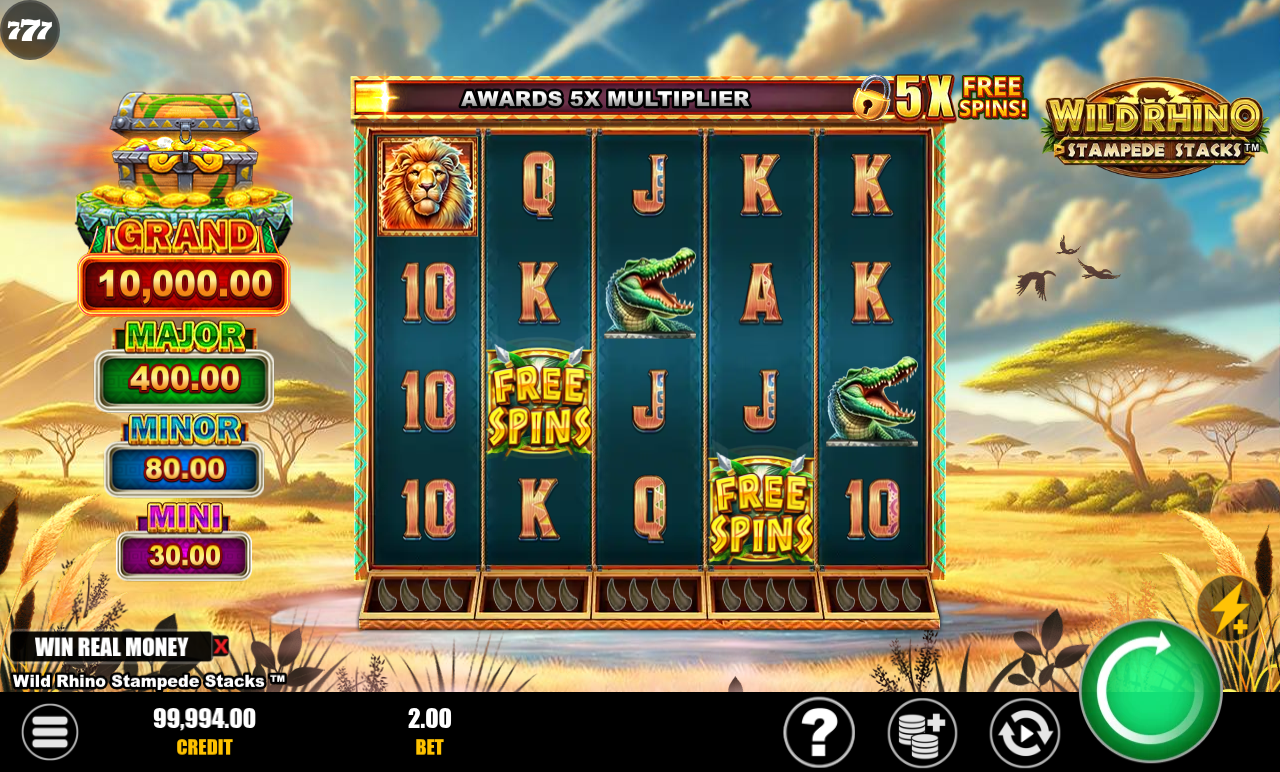 Wild Rhino Stampede Stacks Stampede Bonus gameplay