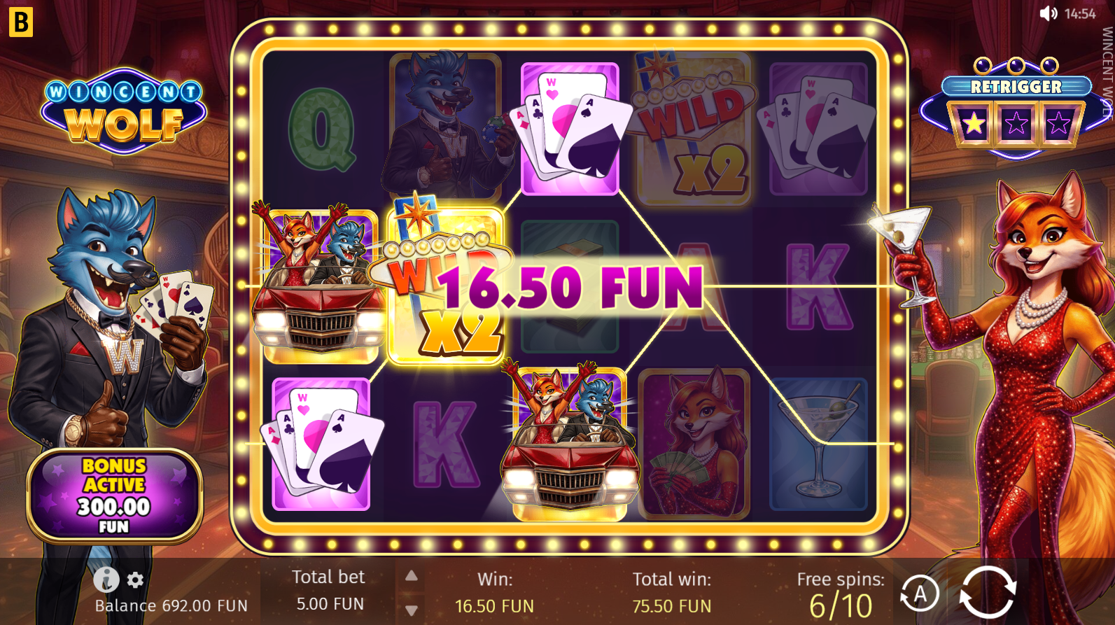 Wincent Wolf Free Spins bonus round