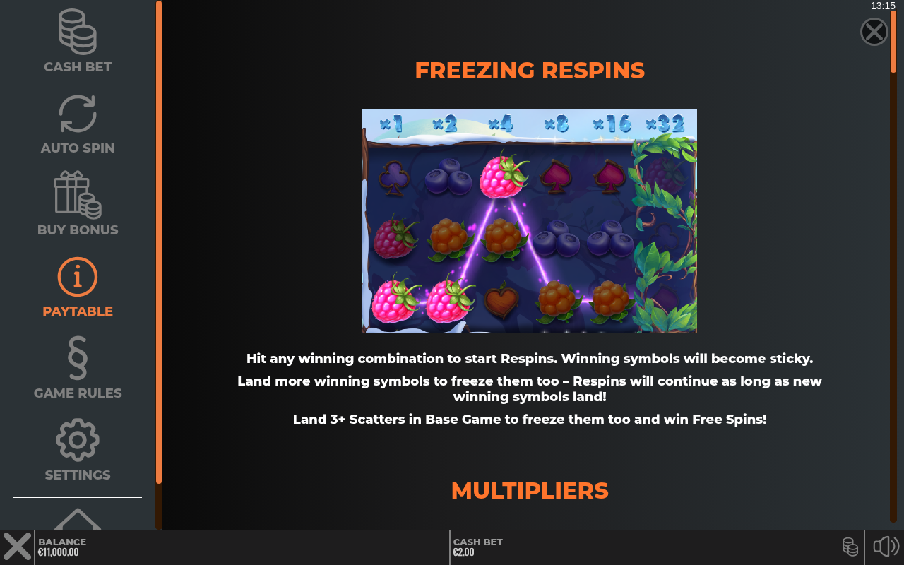 Winterberries 2 information screen