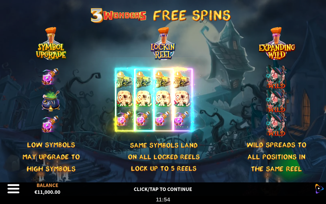 Witches Wild Fortune information screen