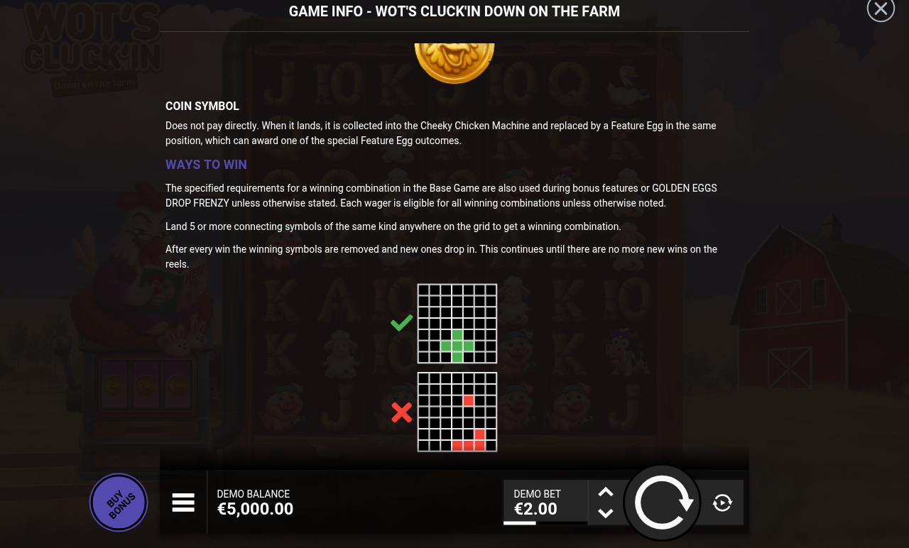 Wot’s Cluck’in Down on the farm information screen