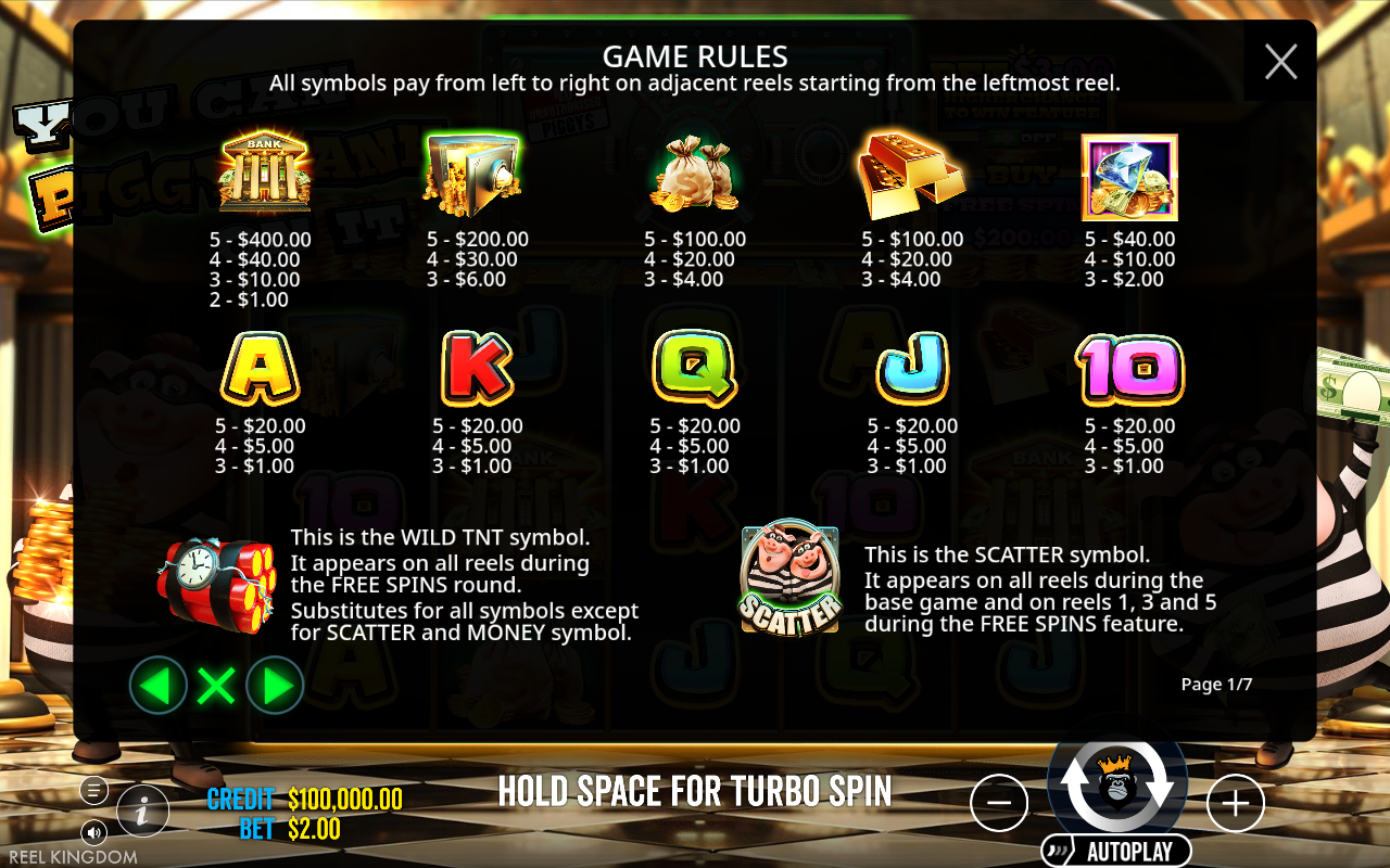 You Can Piggy Bank On It information screen