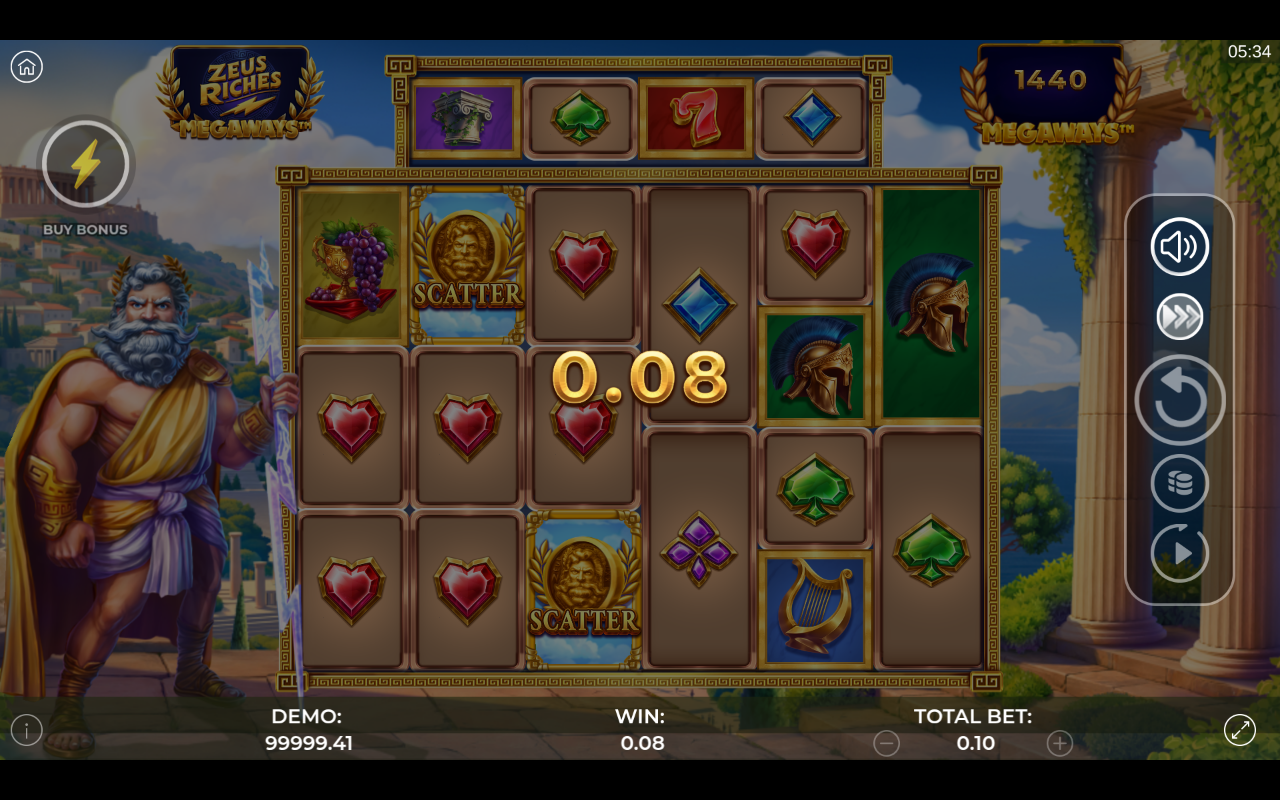 Zeus Riches Megaways gameplay