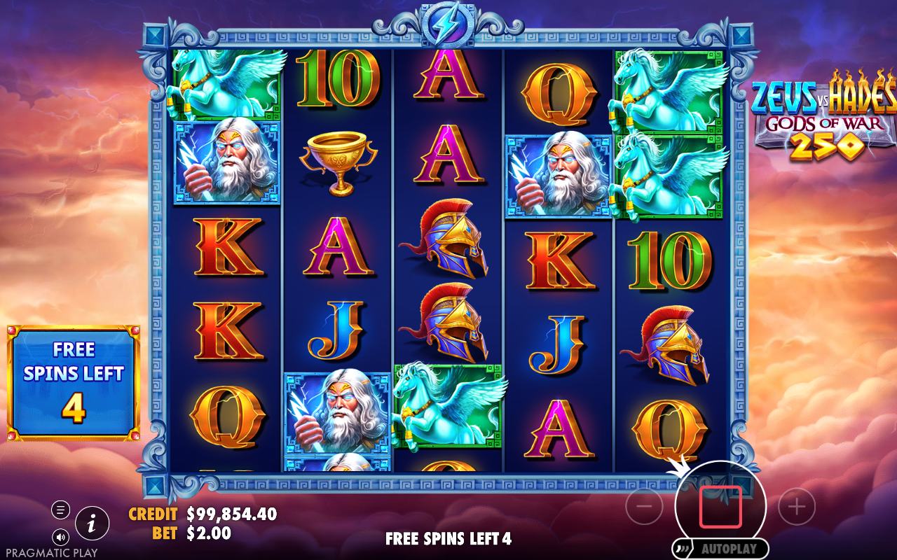 Zeus vs Hades - Gods of War 250 bonus round