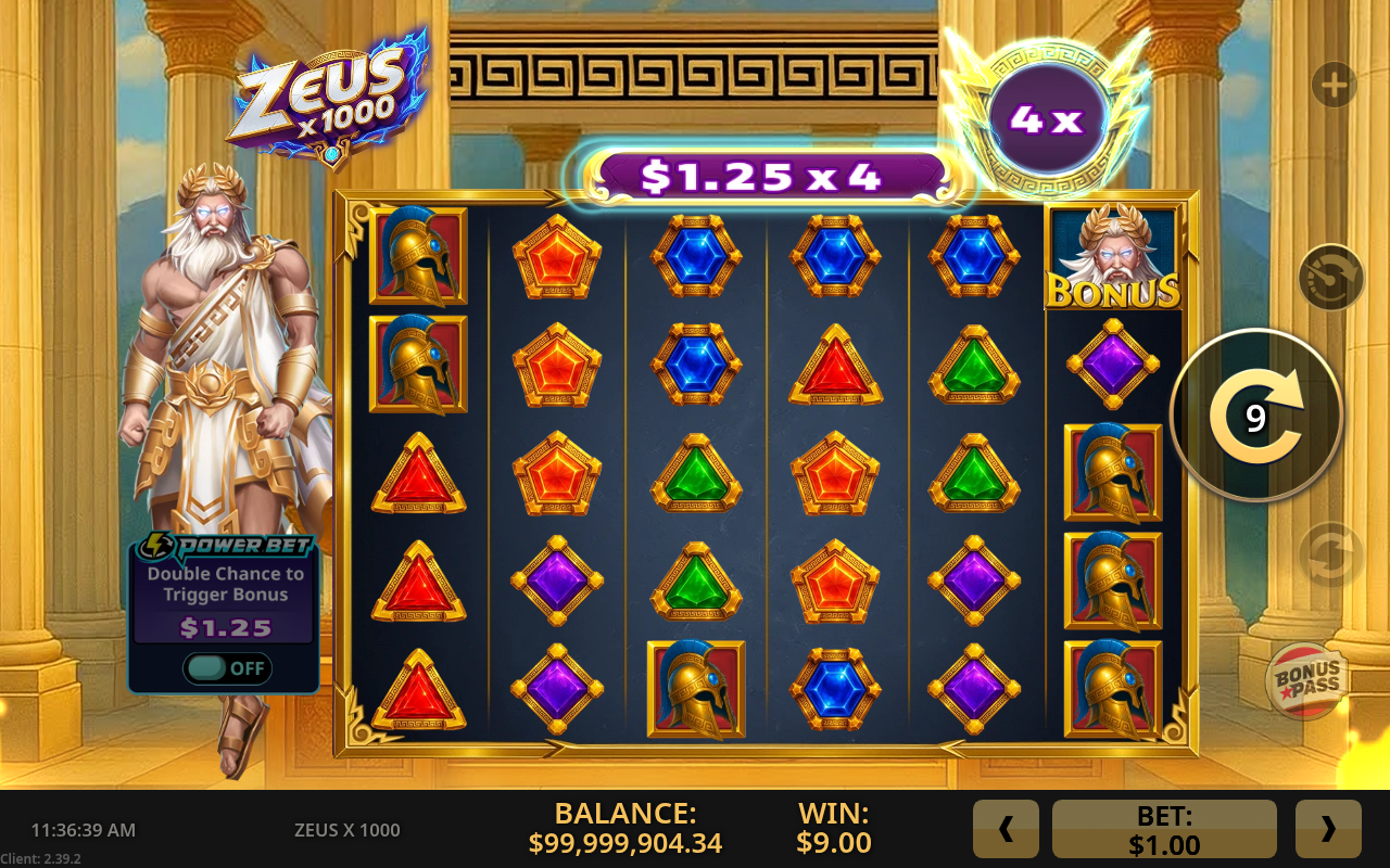 Zeus x 1000 bonus round