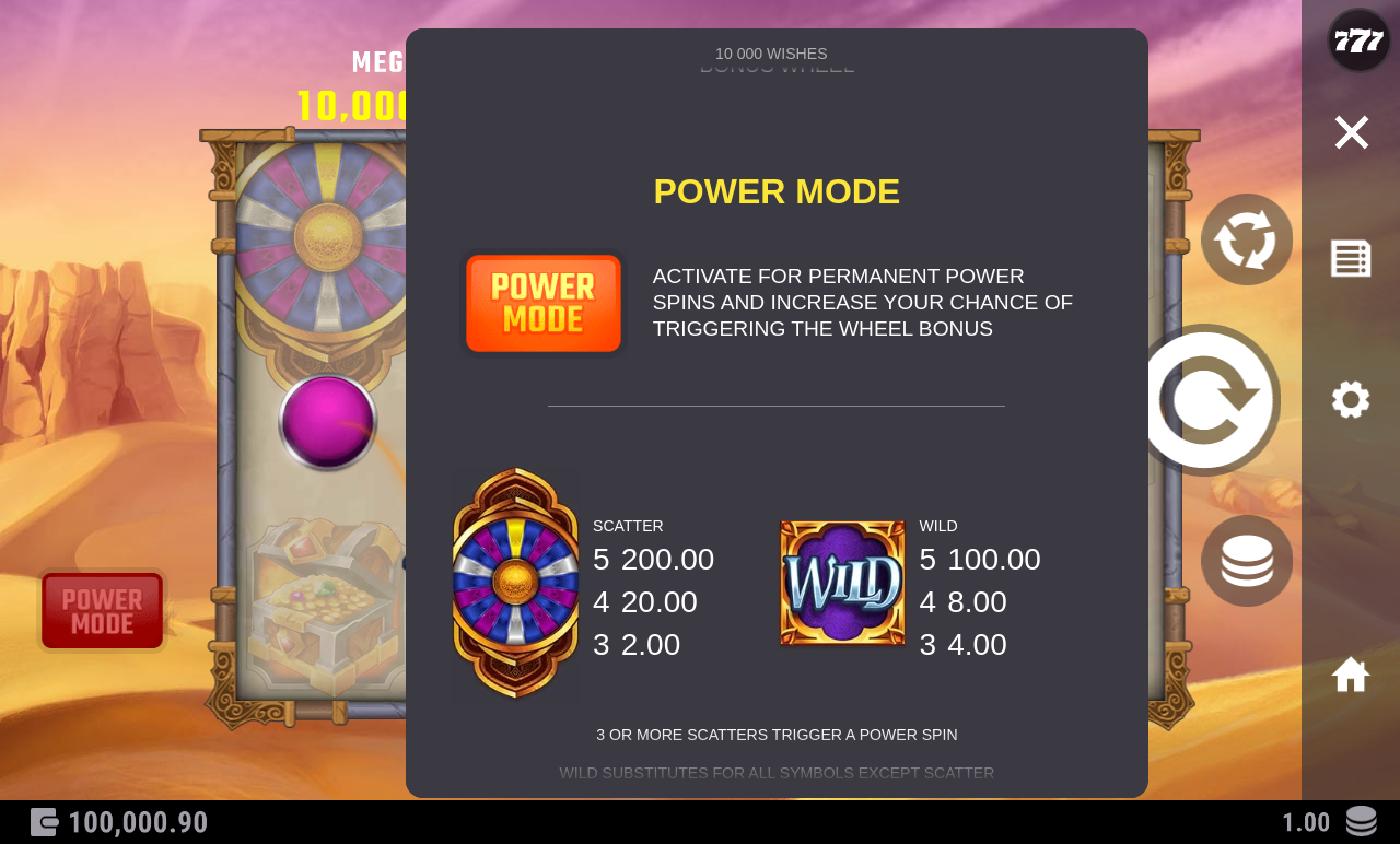 10000 Wishes Power Mode rules