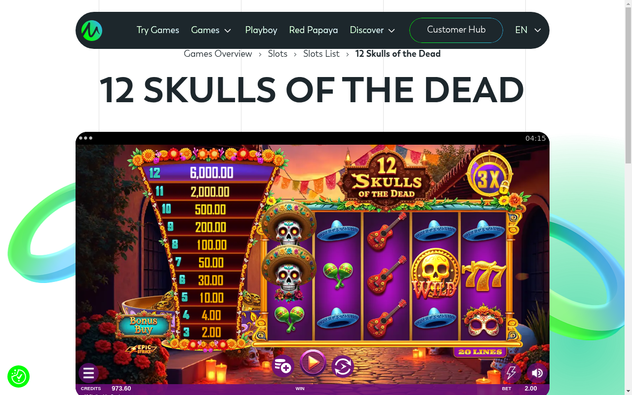 12 Skulls of the Dead gameplay showing the free spins multiplier at 3x