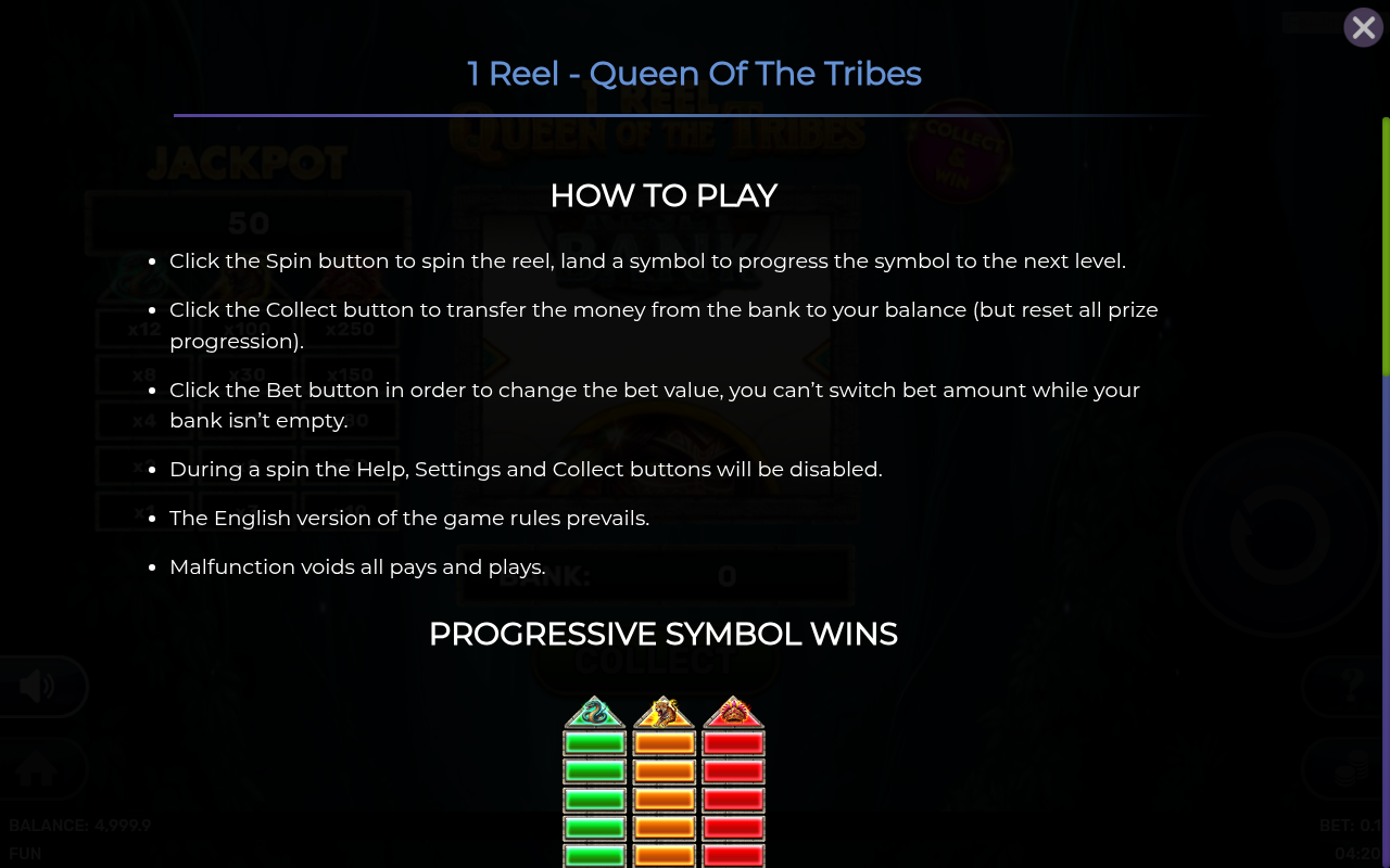 1 Reel - Queen Of The Tribes information screen