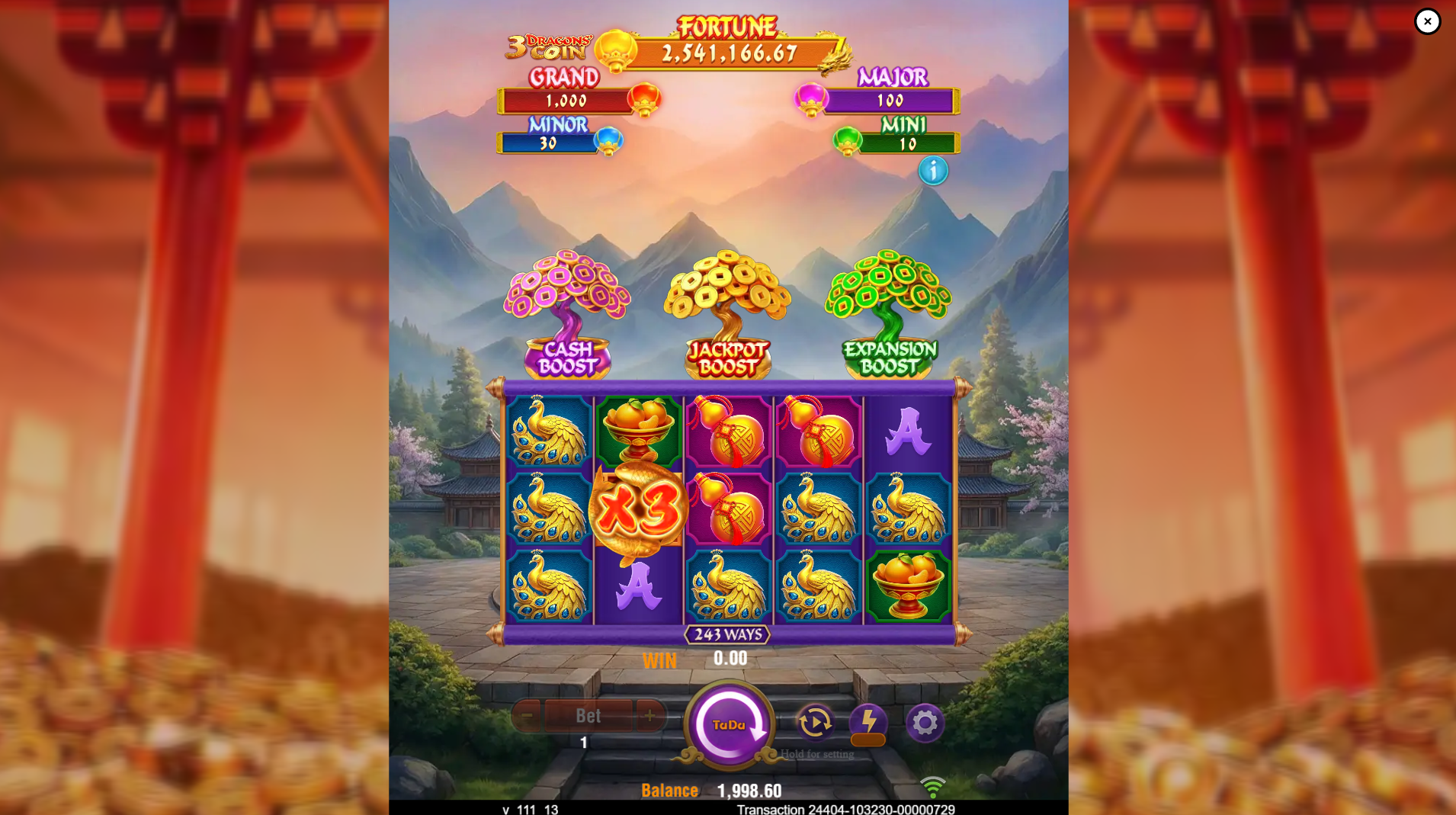 3 Dragons' Coin Multiplier Wild feature