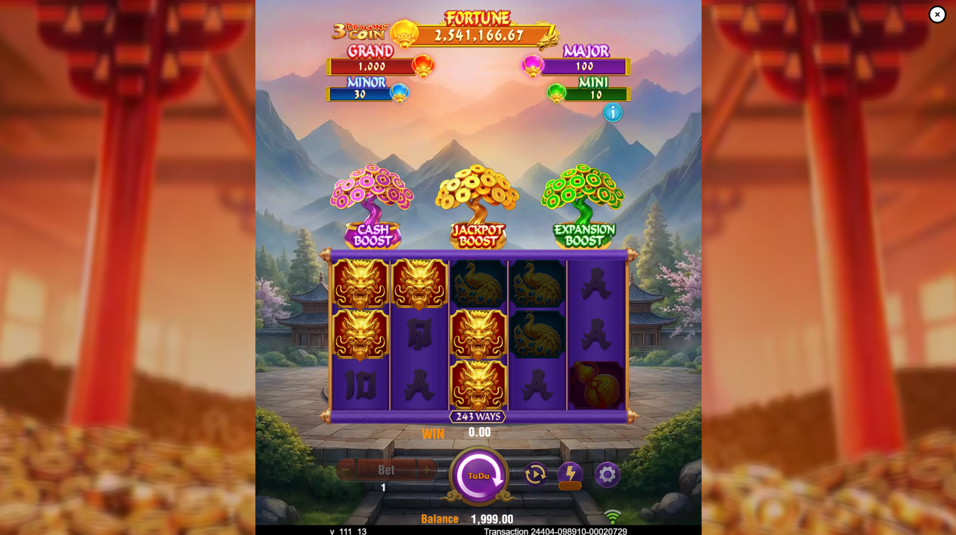 3 Dragons' Coin offers 243 ways to win