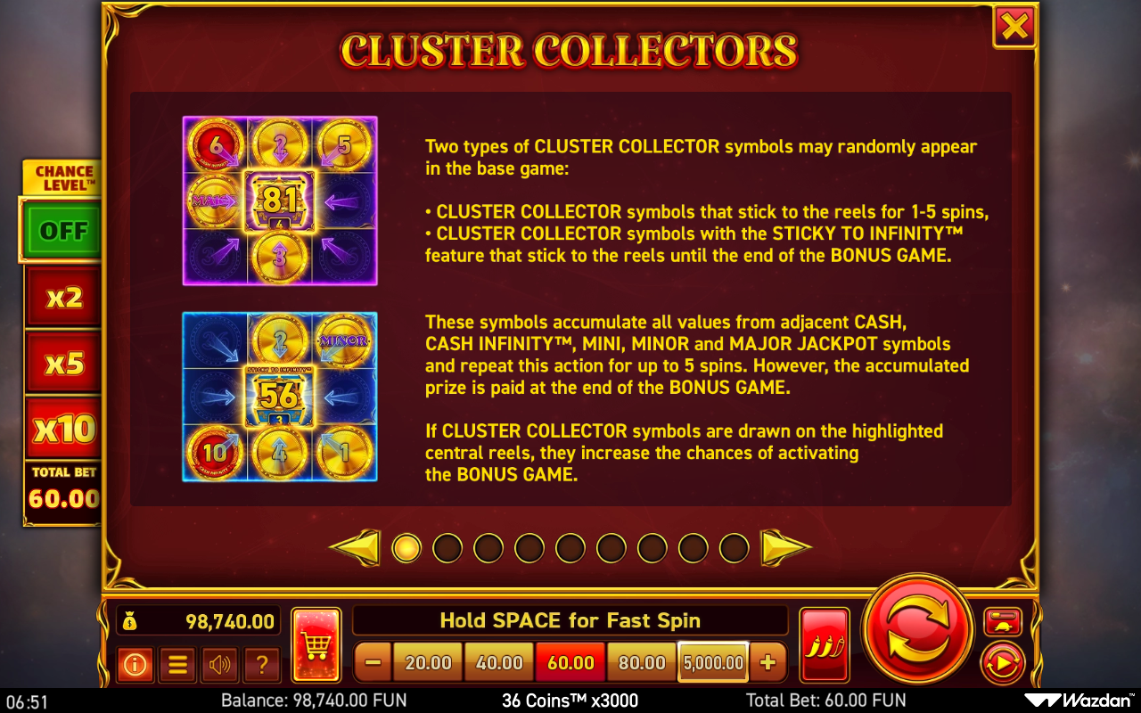 36 Coins x3000 information screen